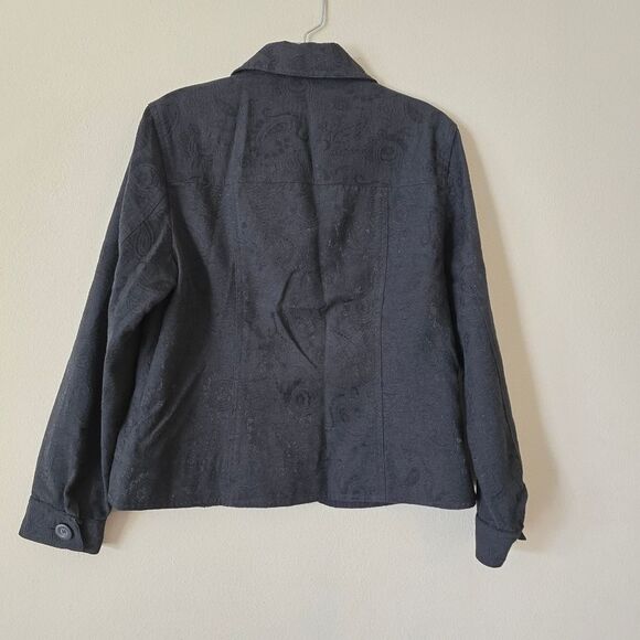 COLDWATER CREEK Black Women's Jacket Blazer Size Medium Paisley Patterned - Picture 3 of 7